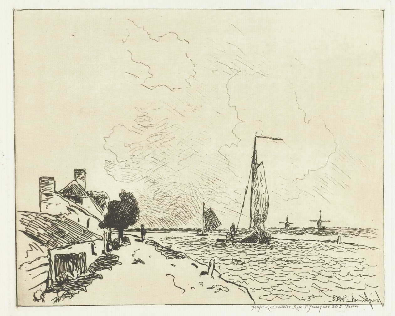 Zwei Segelschiffe (Sechs holländische Ansichten) von Johan Barthold Jongkind