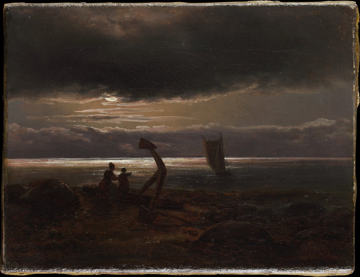 Mutter und Kind am Meer von Johan Christian Dahl