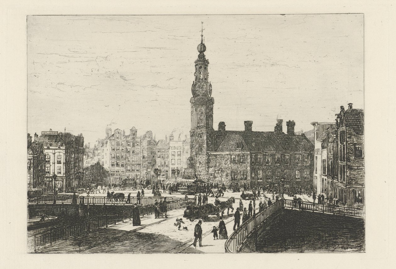Ansicht des Muntplein in Amsterdam von Johan Conrad Greive