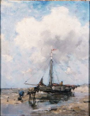 Ein gestrandetes Fischerboot von Johan Scherrewitz