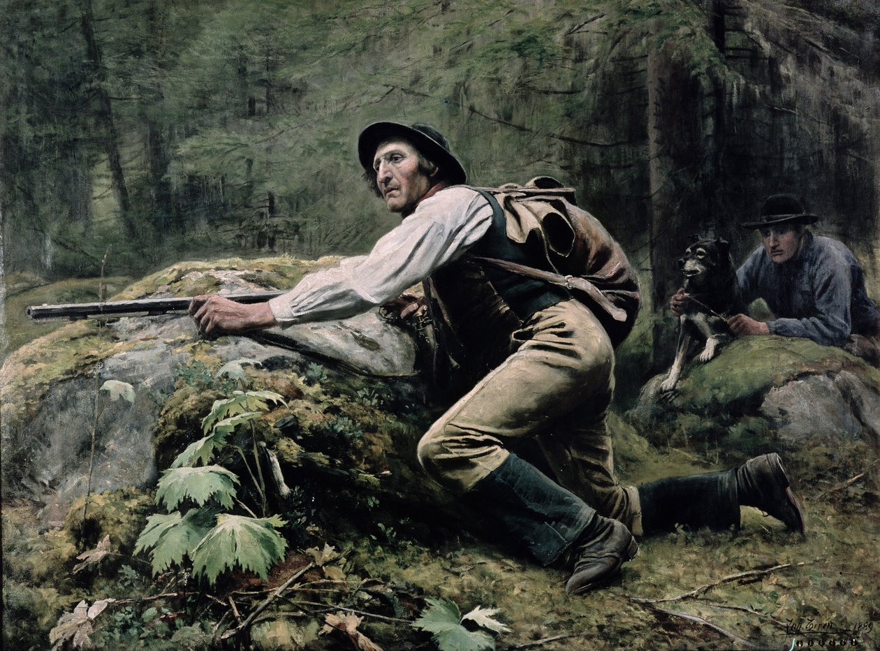 Elchjagd, 1889 von Johan Tiren