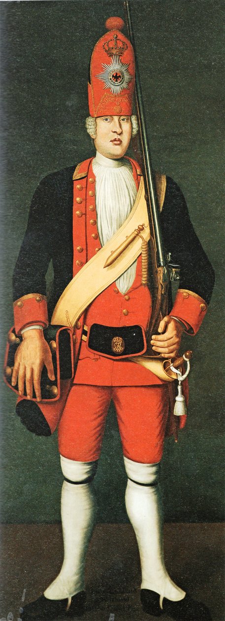 Grenadier vom Roten Leibbatallion der Riesengarde Friedrich Wilhelm I. von Johann Christof Merck