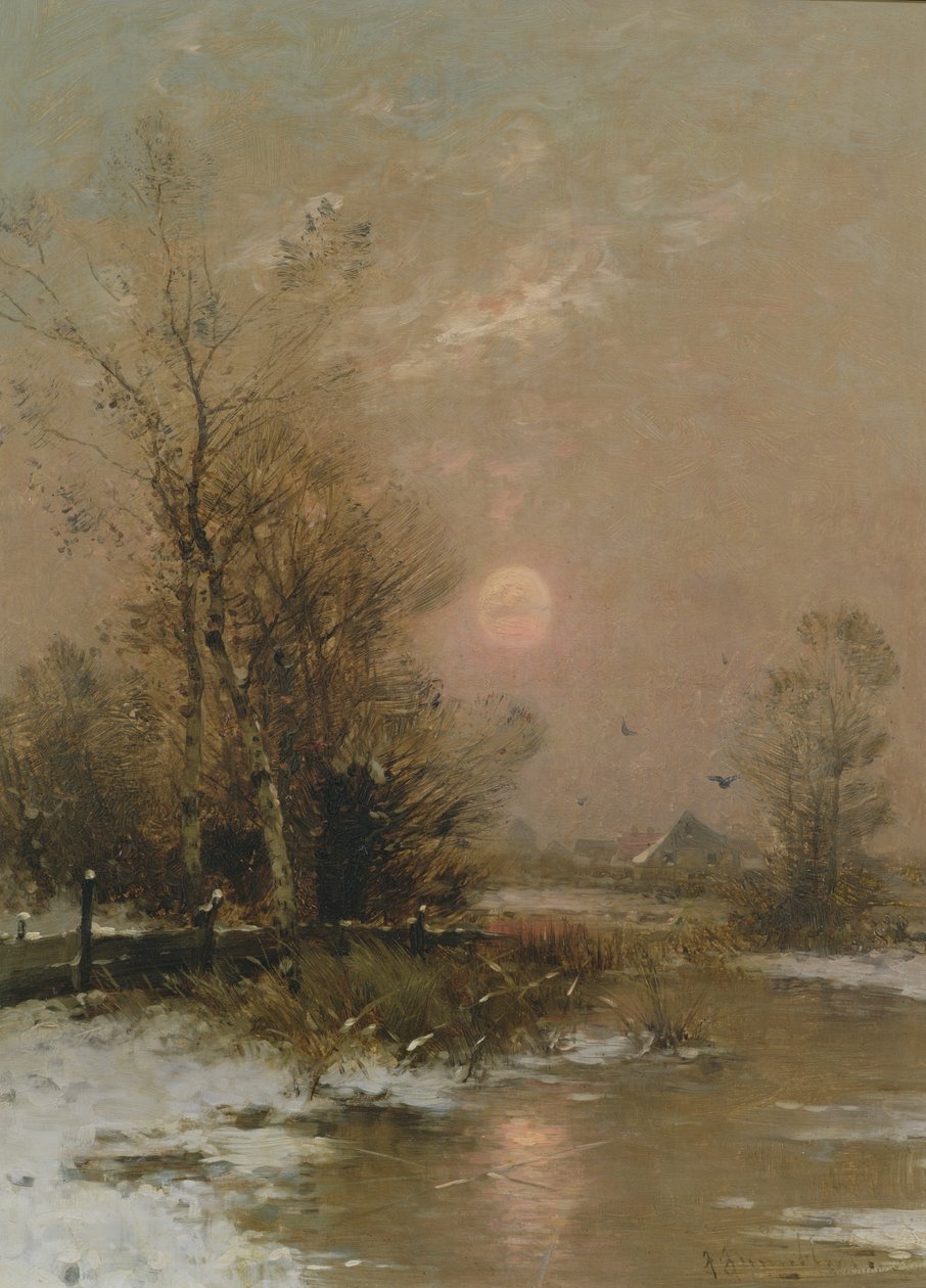 Wintersonnenuntergang von Johann II Jungblut