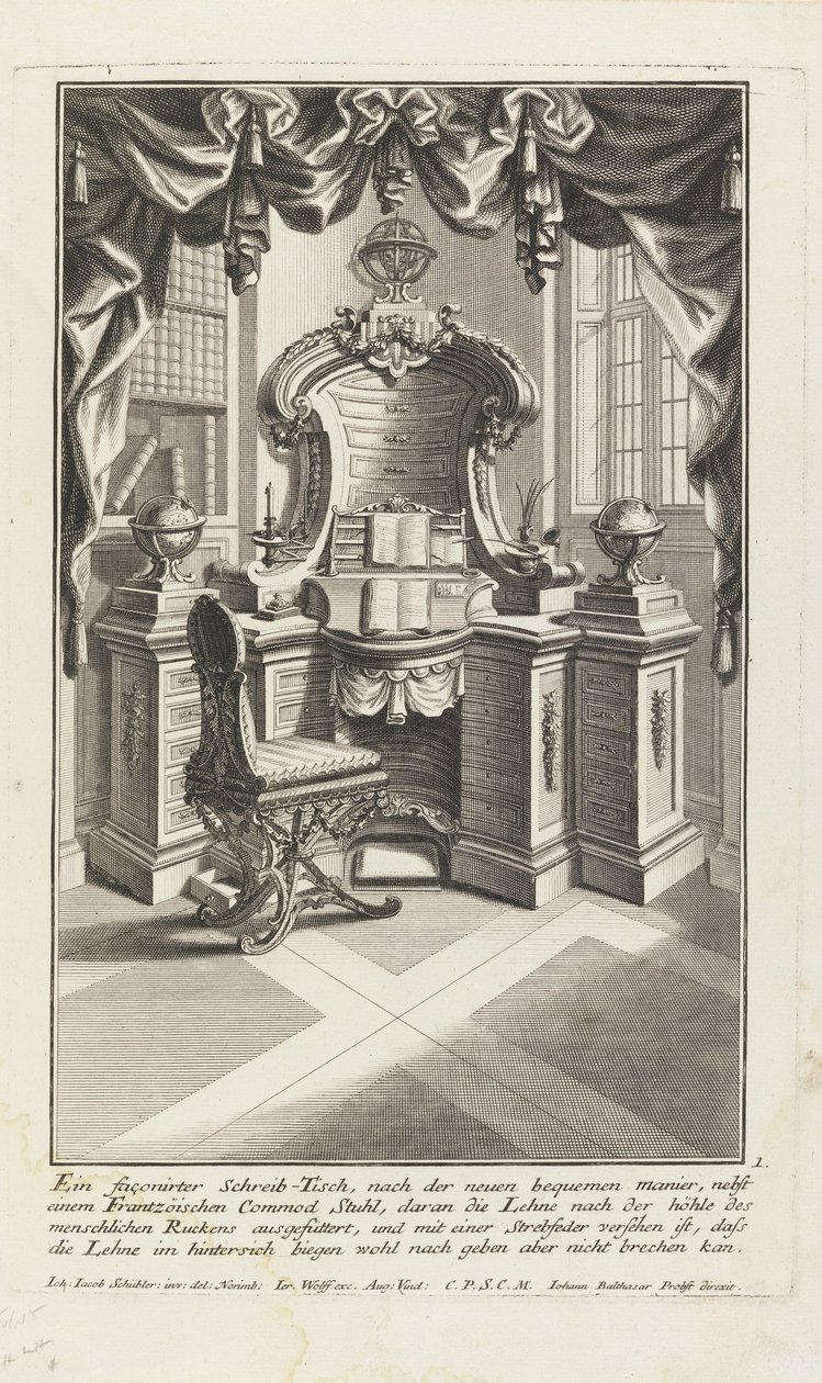Ein geformter Schreibtisch von Johann Jacob Schubler