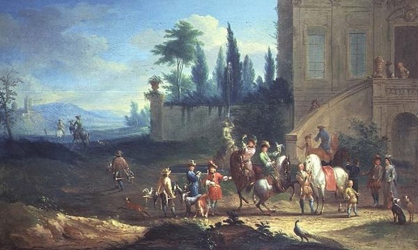 Falkenjagd (eines von einem Paar) von Johann Andreas Graff