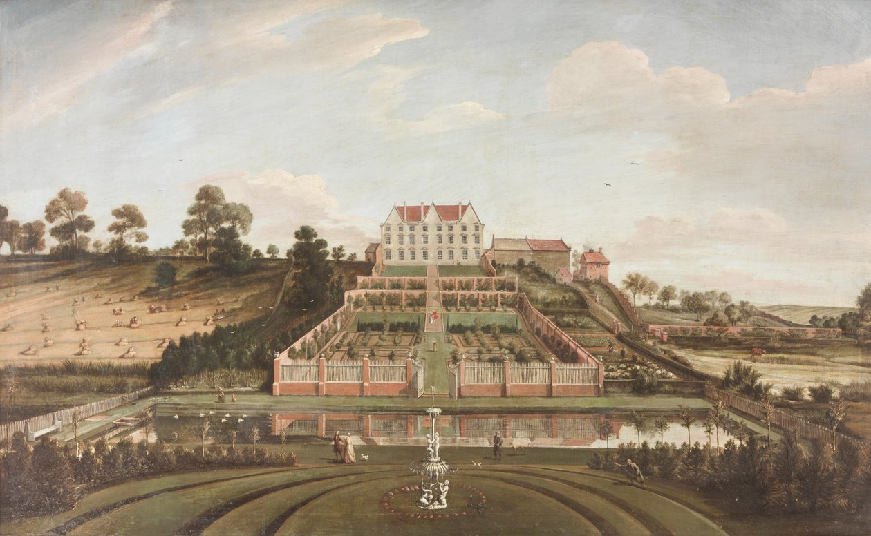 Niederländisches Herrenhaus mit Garten, 1730 von Johann Baptiste Bouttats