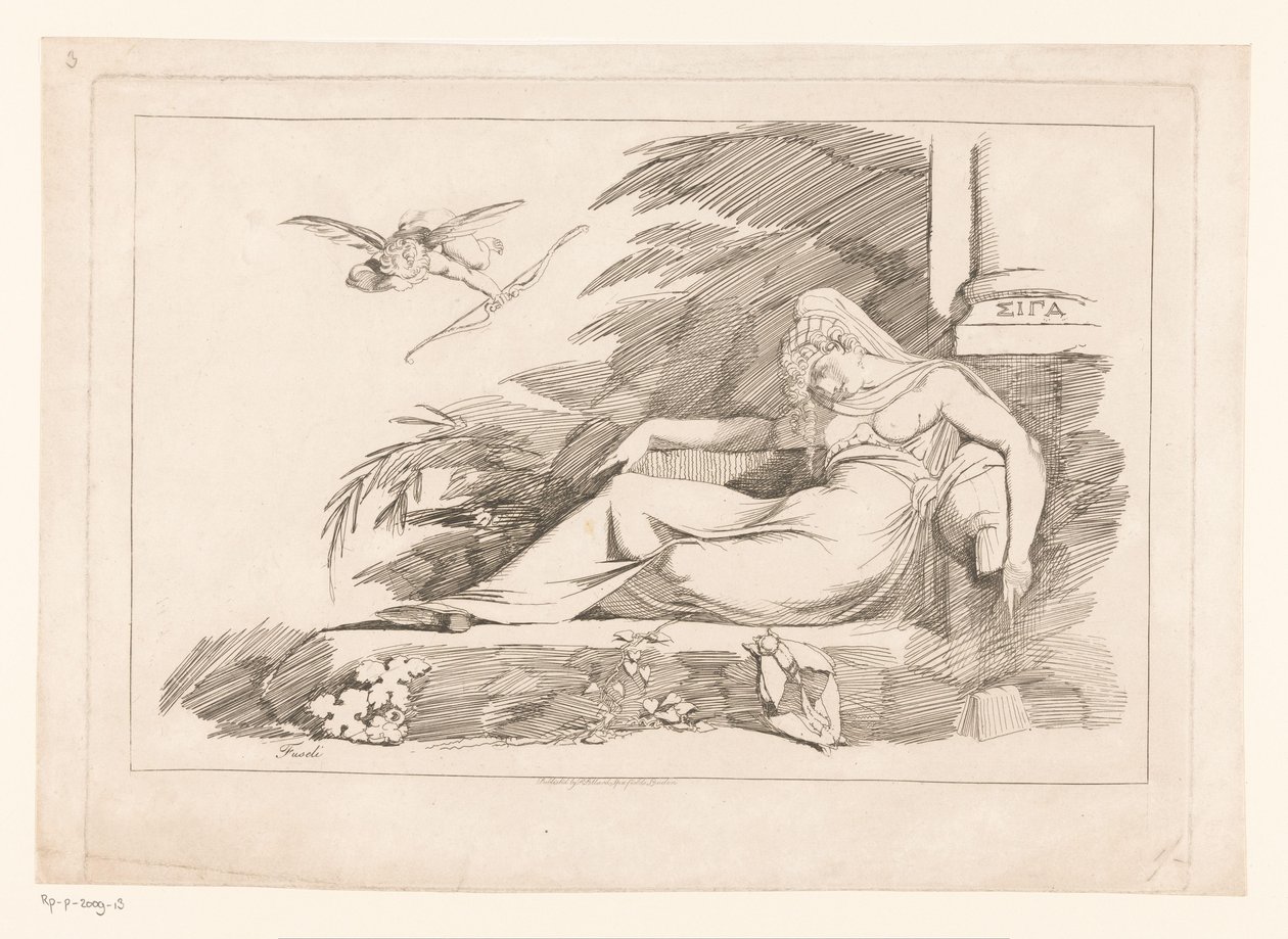 Schlafende Frau mit Cupido von Johann Heinrich Füssli