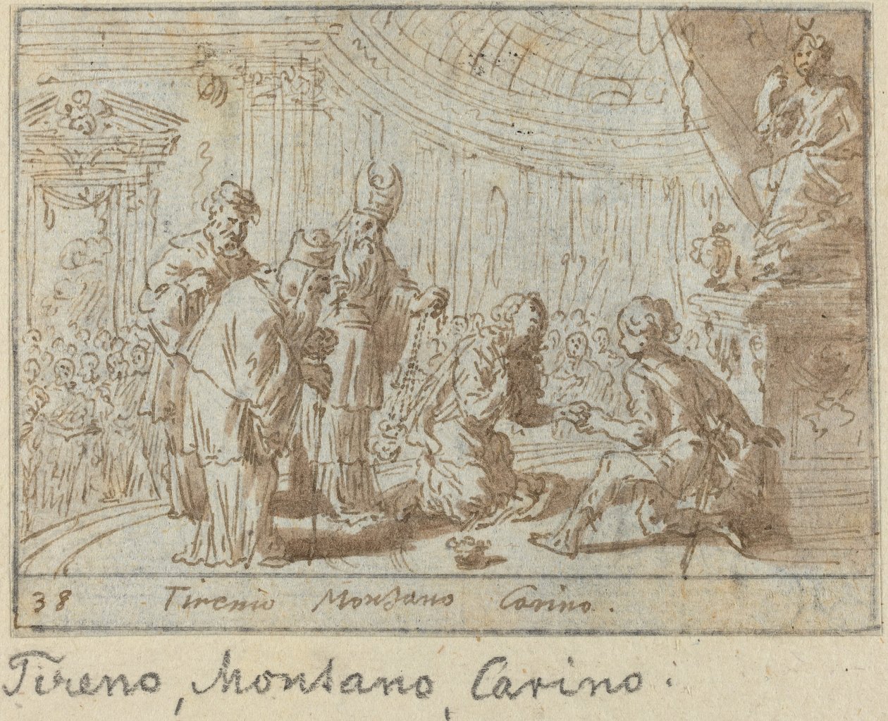 Tirenio, Montano und Carino, 1640 von Johann Wilhelm Baur