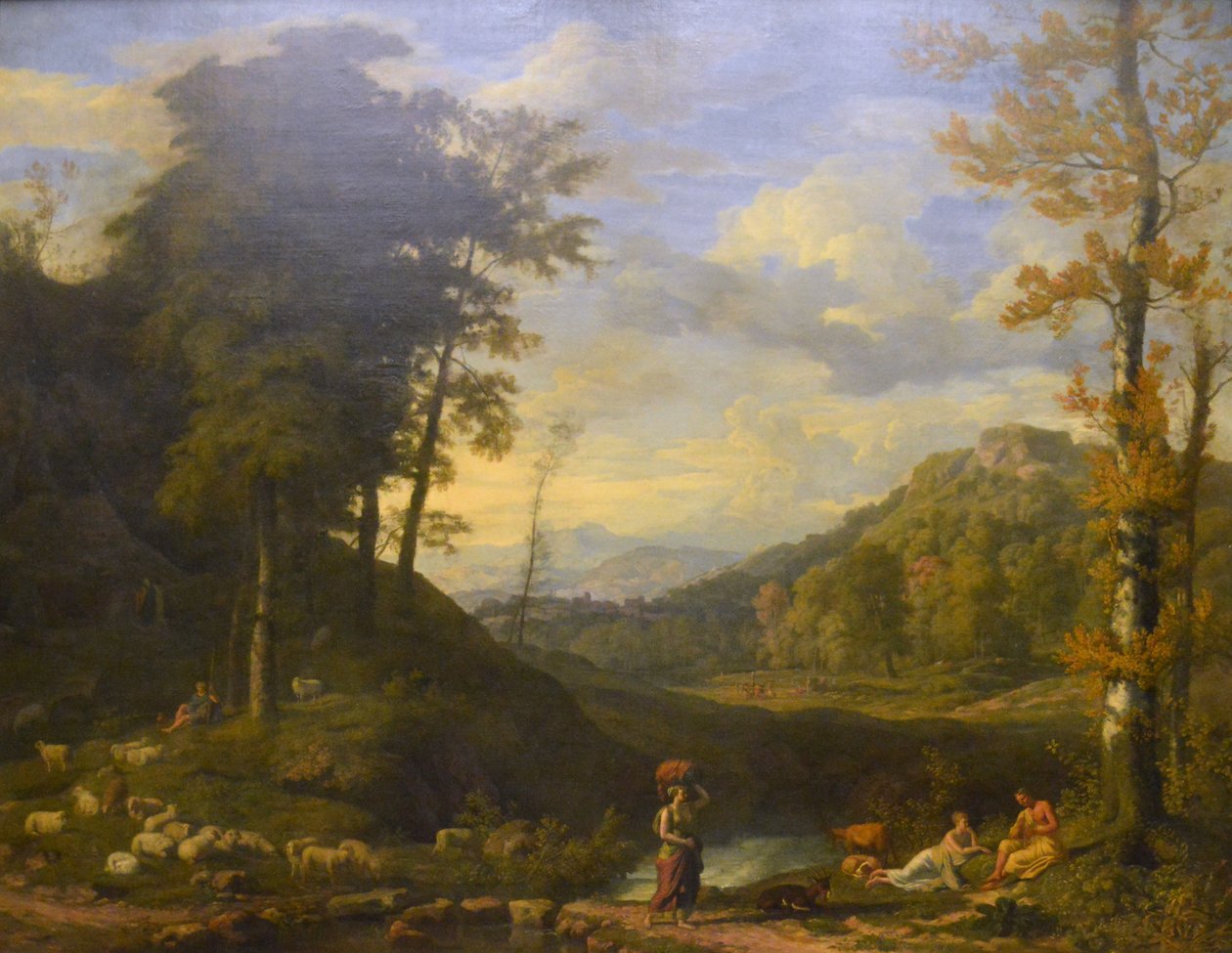 Landschaft mit Hirten und Flötenspieler von Johannes Glauber