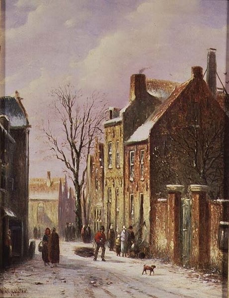 Winterstraßenszene von Johannes Franciscus Spohler