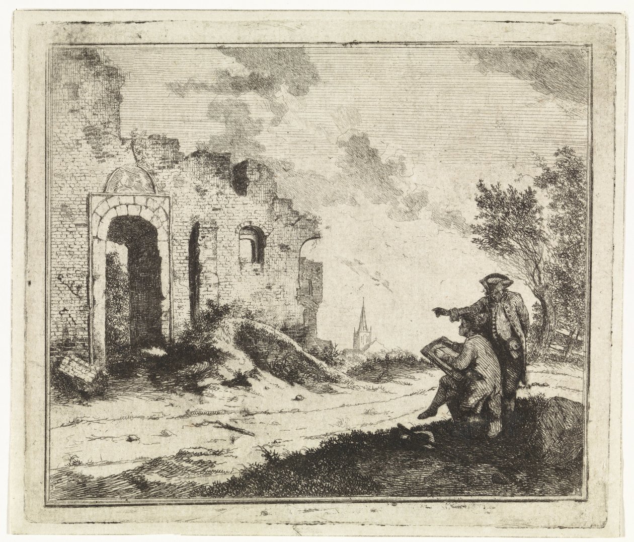 Zeichner bei einer Ruine von Johannes Huibert Prins