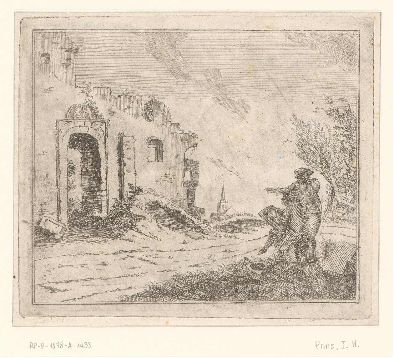 Zeichner bei einer Ruine von Johannes Huibert Prins