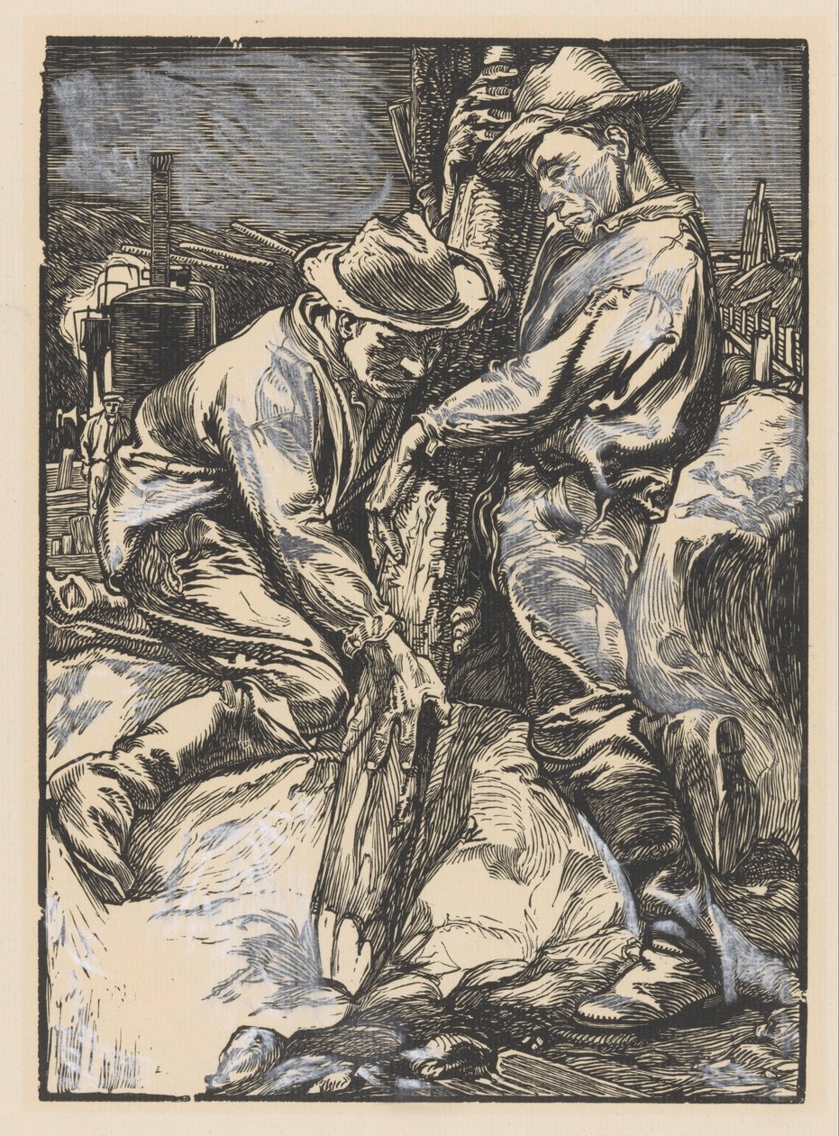 Bauarbeiter bei der Pfahlgründung von Johannes Josephus Aarts