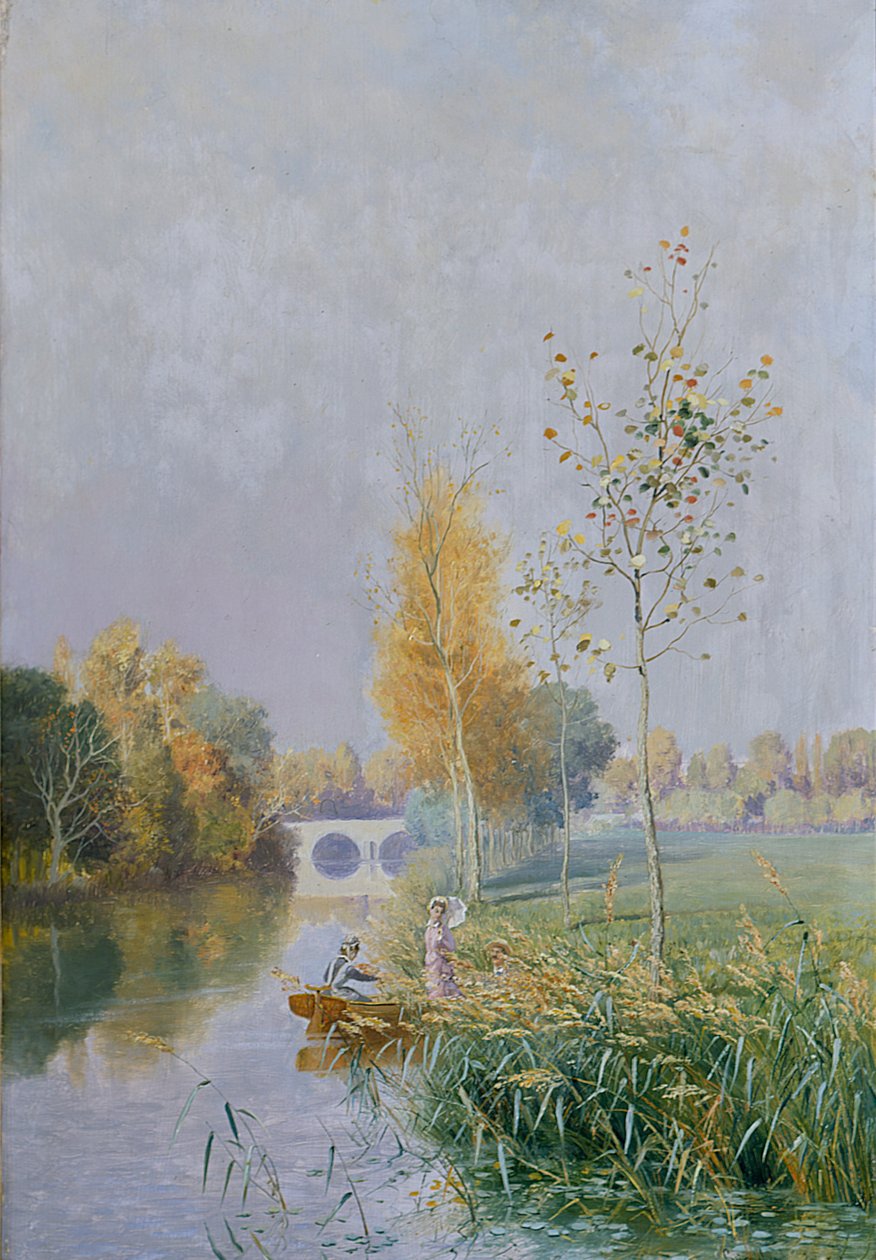 Menschen in einer Flusslandschaft von Johannes Martin Grimelund