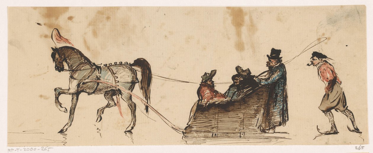 Pferdeschlitten auf dem Eis von Johannes Tavenraat