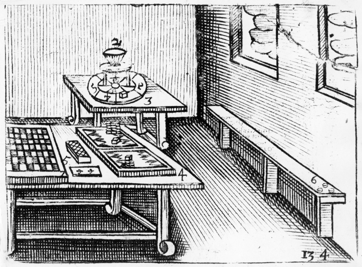 Brettspiele aus Orbis Sensualium Pictus, 1658 von John Amos Comenius