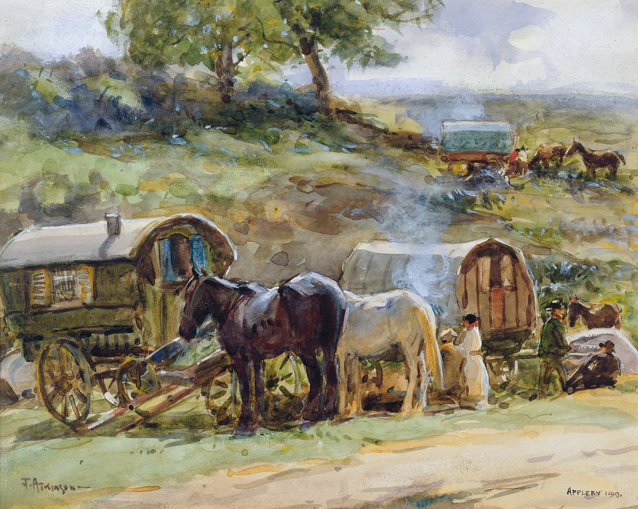 Zigeunerlager, Appleby, 1919 von John Atkinson