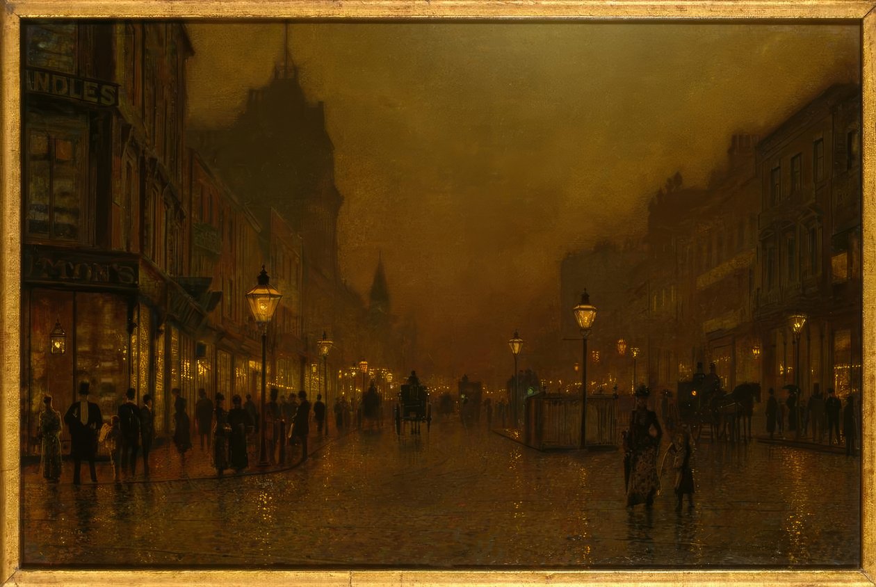 Straße bei Nacht von John Atkinson Grimshaw