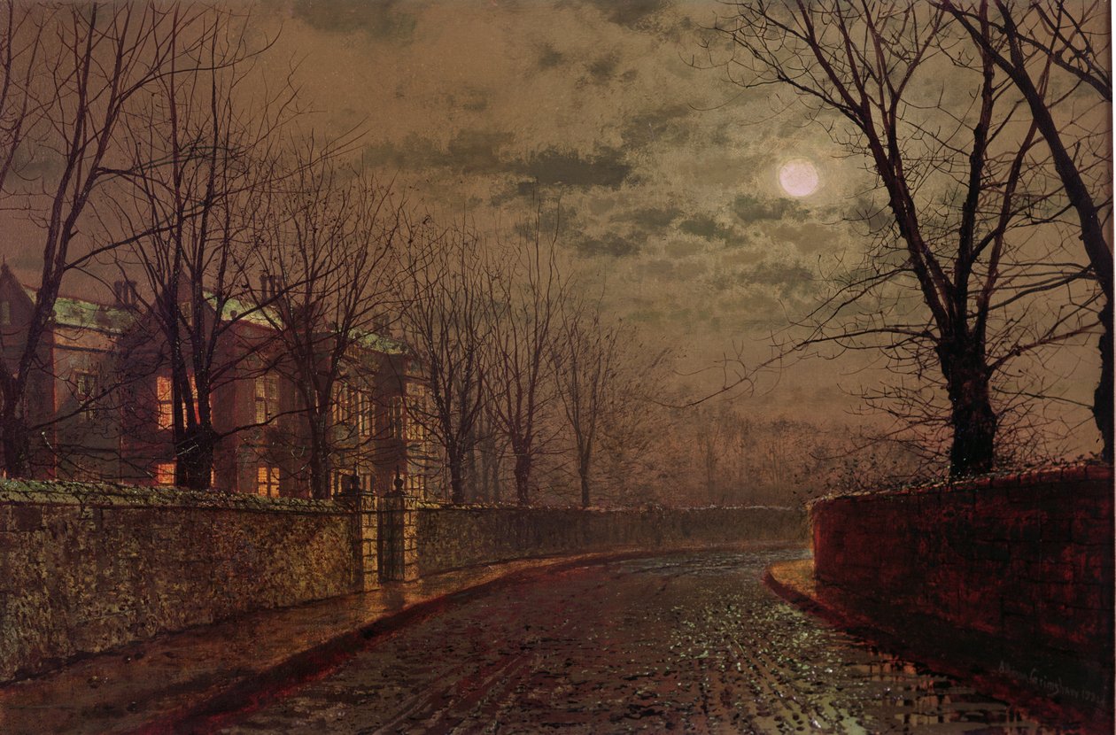 Straßenszene bei Mondschein, 1882 von John Atkinson Grimshaw