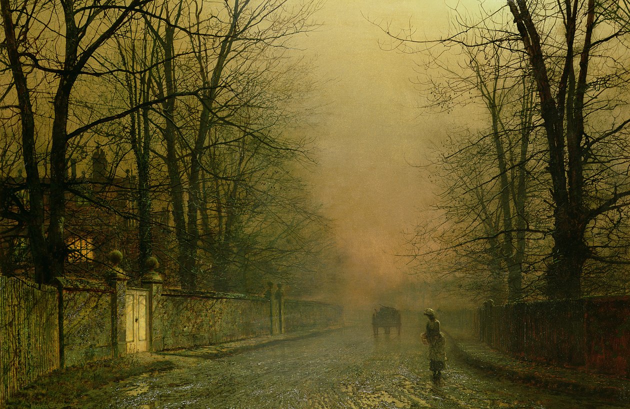 Wo die blassen Mondstrahlen verweilen von John Atkinson Grimshaw