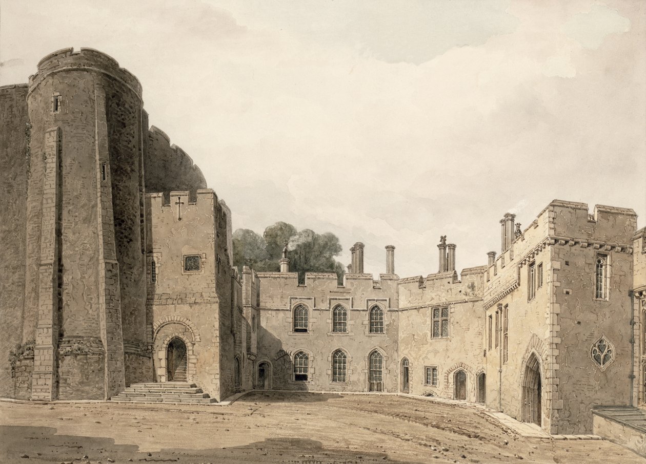 Der innere Hof von Berkeley Castle, Gloucestershire, Blick nach Nordosten, 1822 von John Chessell Buckler
