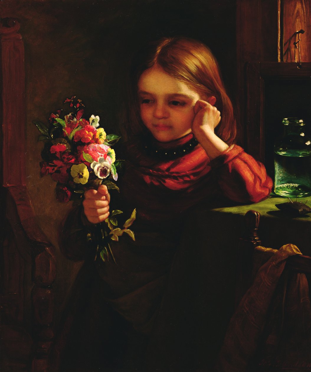 Mädchen mit Blumen von John Davidson