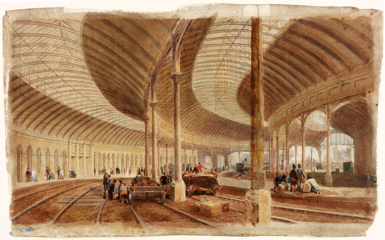 Innenansicht des Hauptbahnhofs, Newcastle upon Tyne von John Dobson