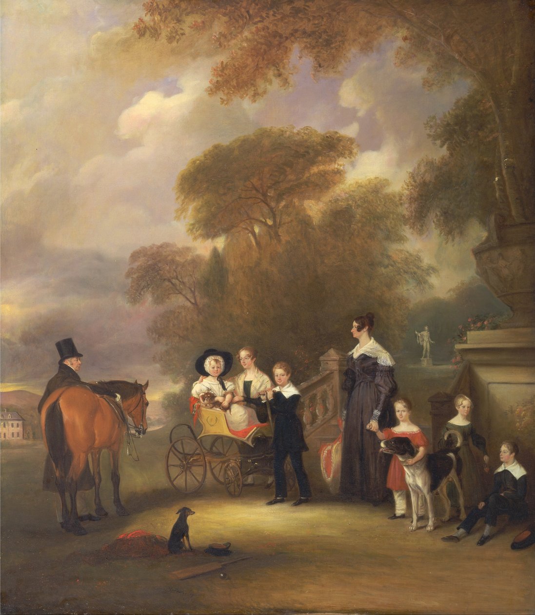 Der Pfarrer und Mrs. Henry Palmer mit ihren sechs jüngeren Kindern in Withcote Hall, in der Nähe von Oakham, Leices... von John E. Ferneley