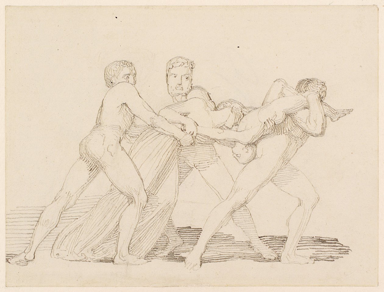 Drei Männer versuchen, ein Kind von einer Frau zu reißen von John Flaxman