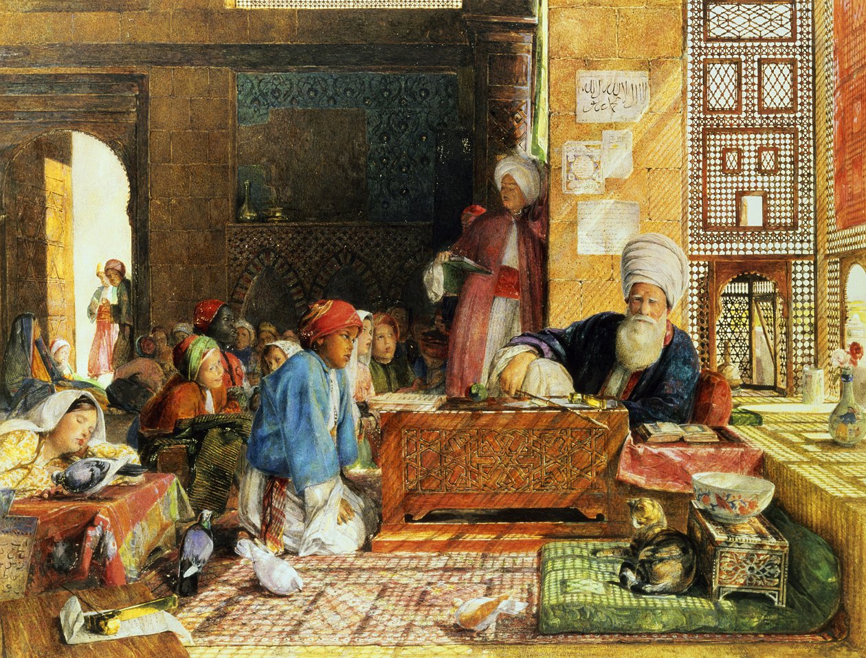Innenansicht einer Schule, Kairo, 1890 von John Frederick Lewis
