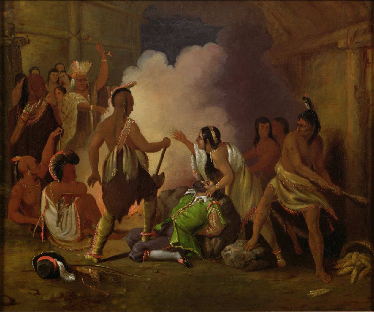 Pocahontas rettet das Leben von Captain John Smith, um 1836-40 von John Gadsby Chapman