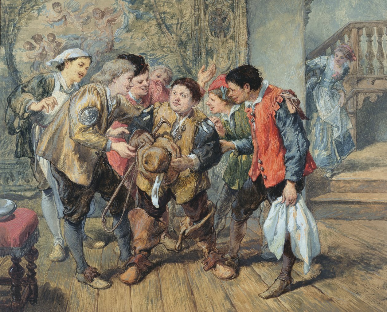 Grumio kündigt das Herannahen von Petrucchio an, 1864 von John Gilbert