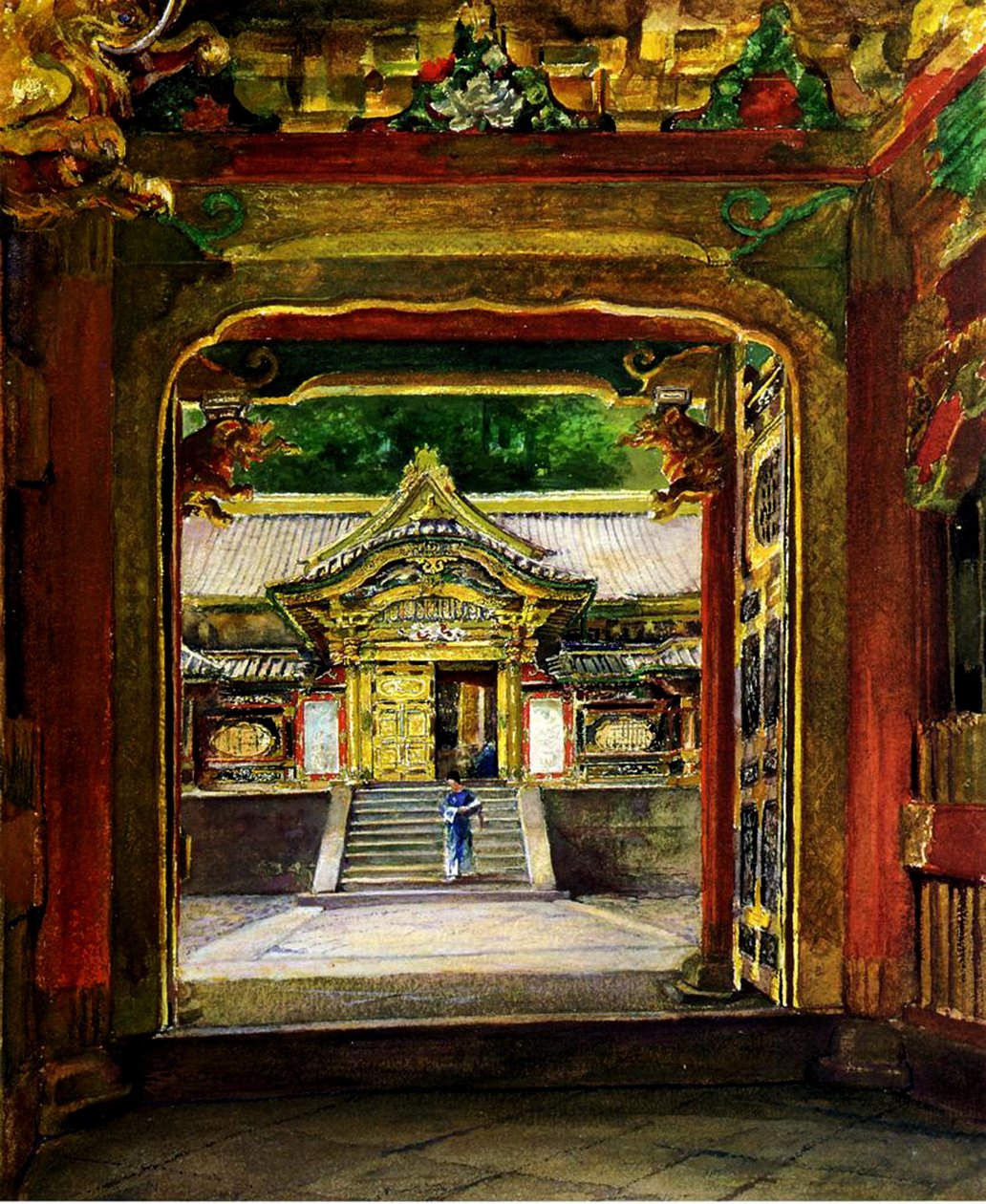 Das 3. Tor, Iyemitsu-Tempel, Nikko, Japan, ca. 1886 von John La Farge or Lafarge