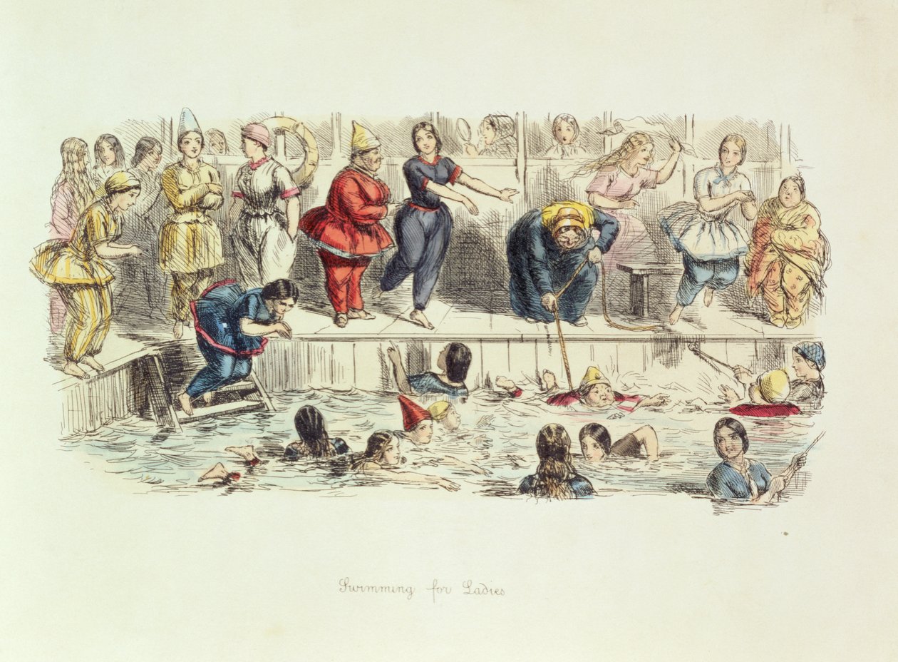 Schwimmen für Damen, 1844 von John Leech
