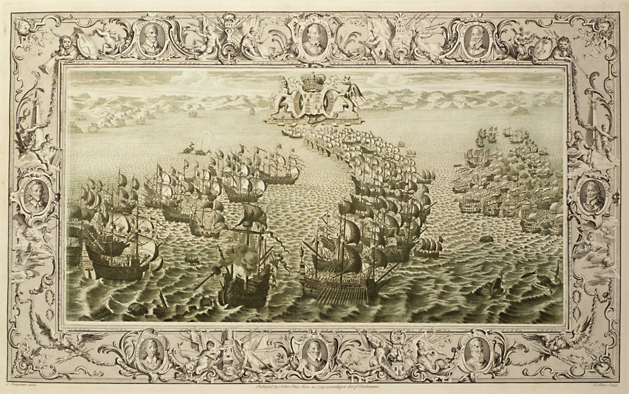 Armada (Gravur von einem Wandteppich), 1739 von John Pine