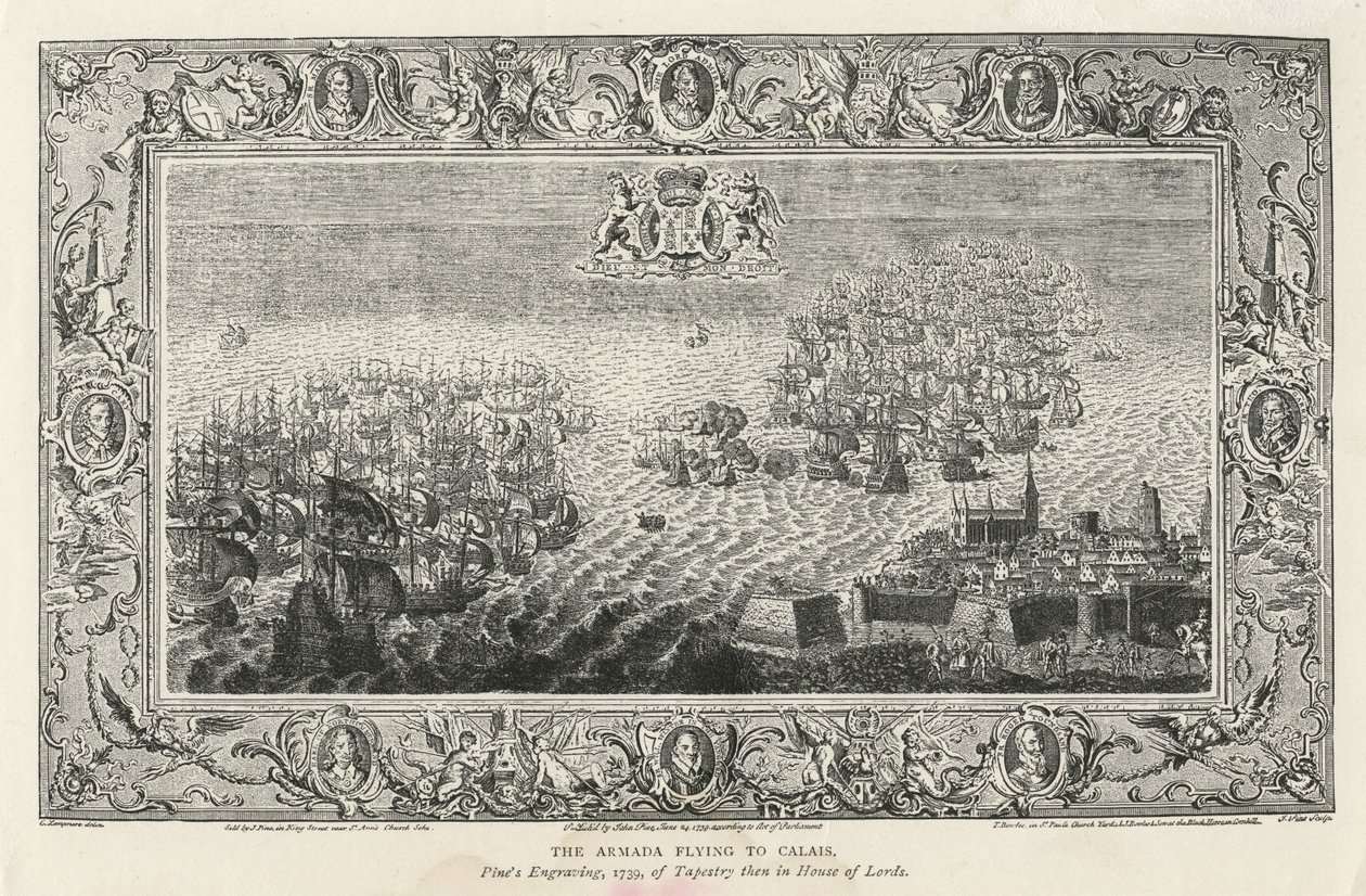Die Armada flieht nach Calais, 1739 von John Pine