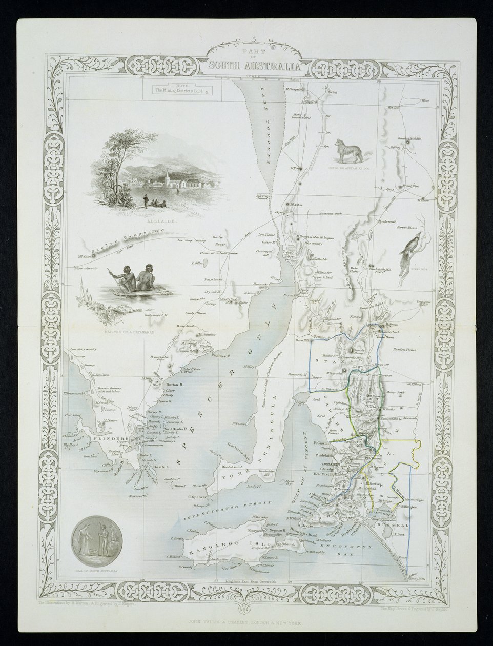 Teil von Südaustralien, aus einer Serie von Weltkarten veröffentlicht von John Tallis und Co, New York und London, 1850er Jahre von John Rapkin
