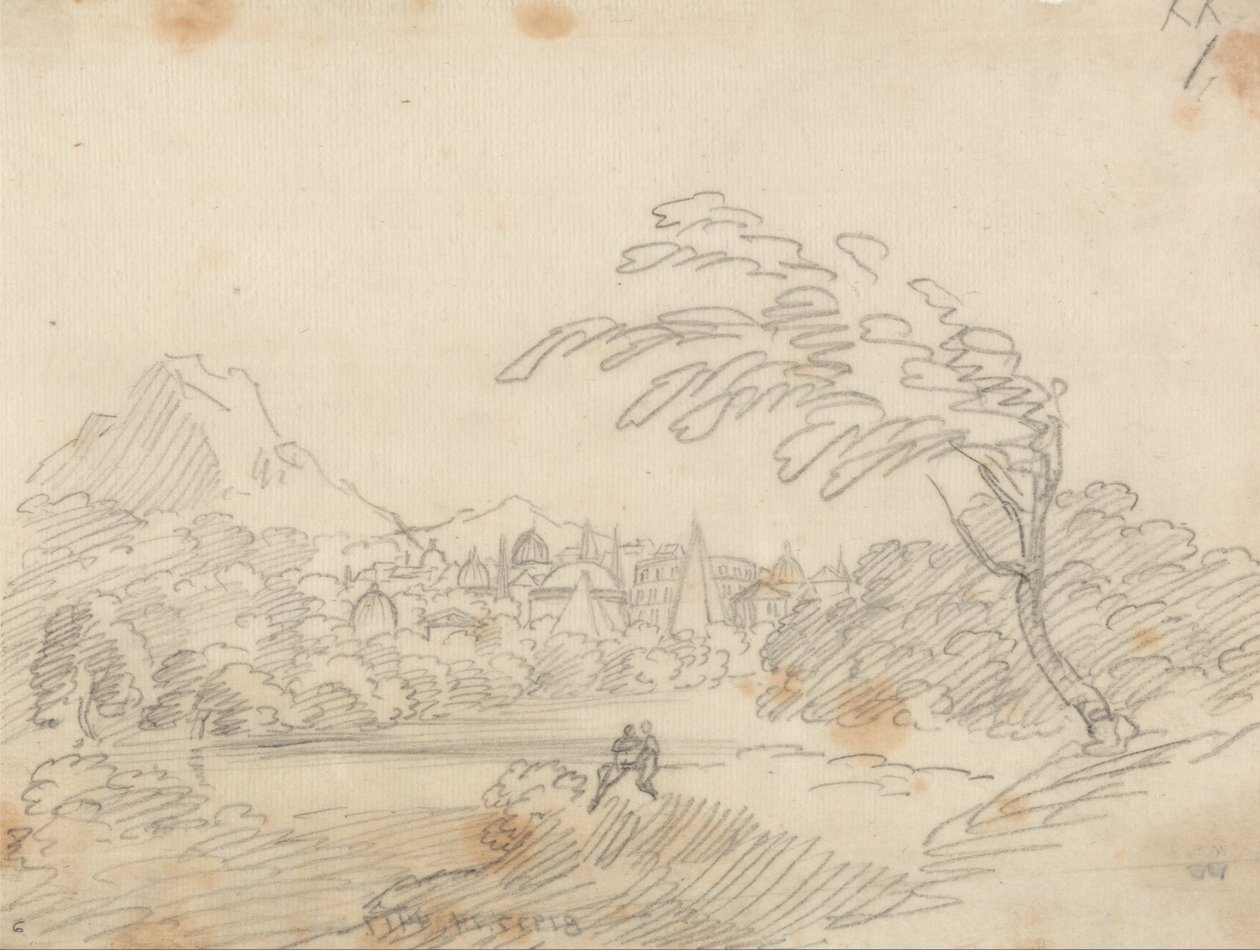 Ferner Blick auf eine imaginäre Stadt von John Robert Cozens