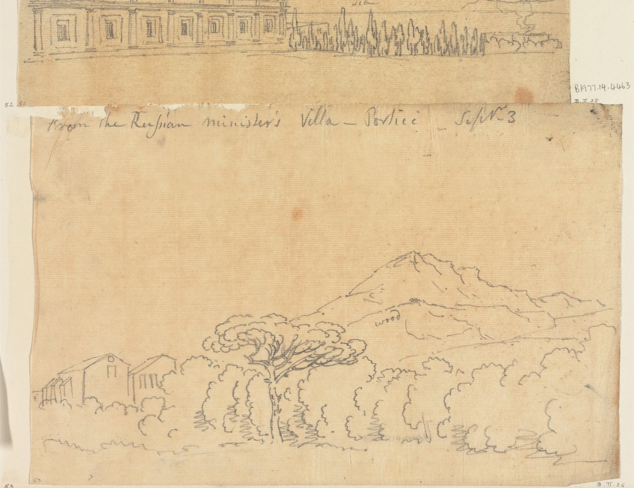 Von der Villa des russischen Ministers, Portici, 3. September von John Robert Cozens
