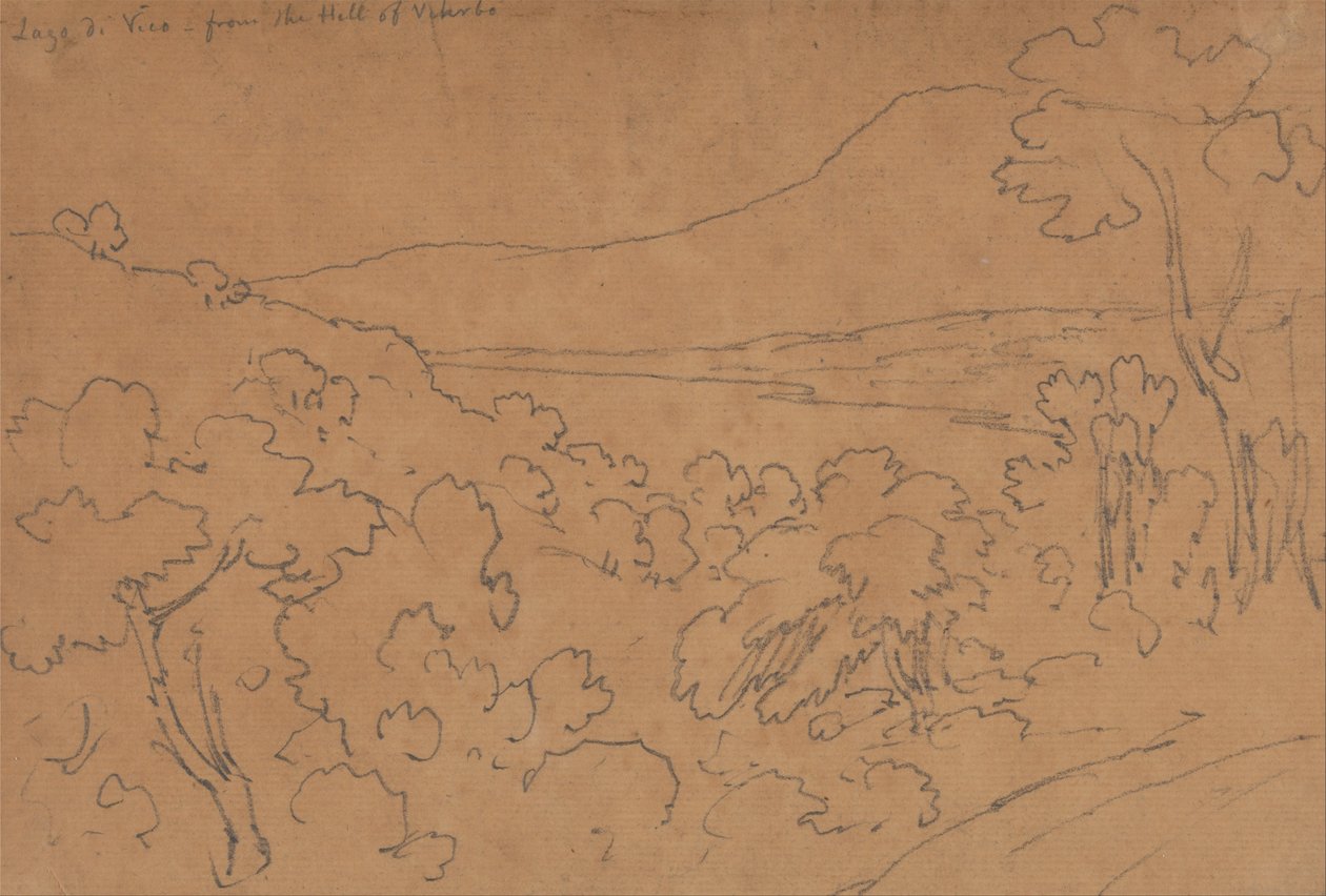 Lago di Vico vom Hügel von Viterbo von John Robert Cozens