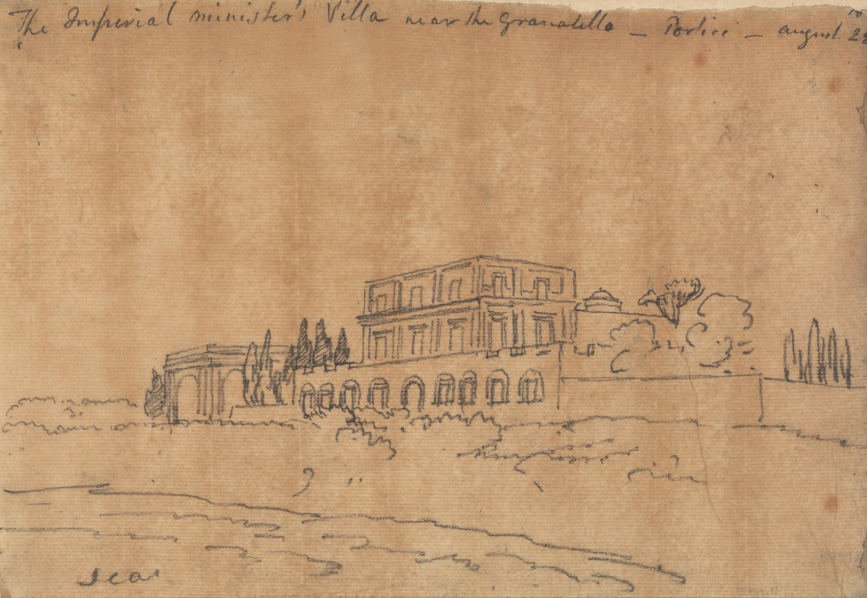 Die Villa des kaiserlichen Ministers nahe dem Granabello, Portici, 28. August von John Robert Cozens