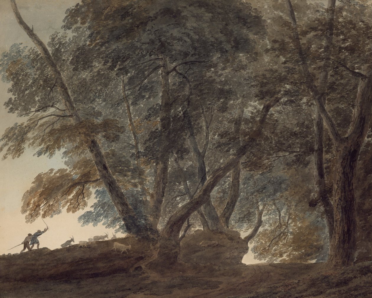 Der Ziegenhirte - Blick auf die Galleria di Sopra über dem Albaner See von John Robert Cozens
