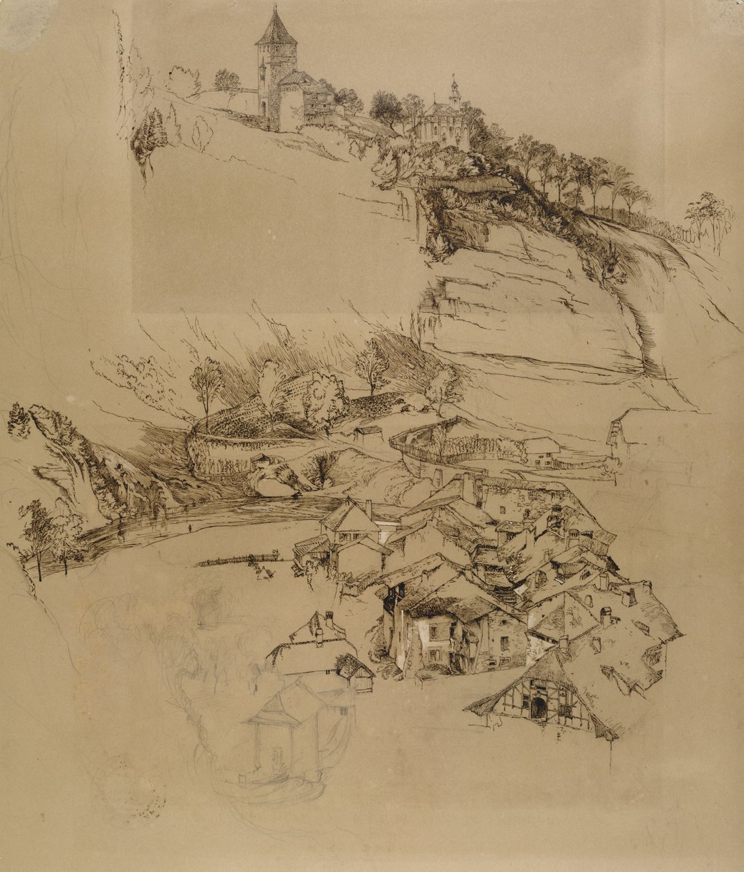 Freiburg, Schweiz: Federzeichnung, Juli oder August - September 1856 von John Ruskin