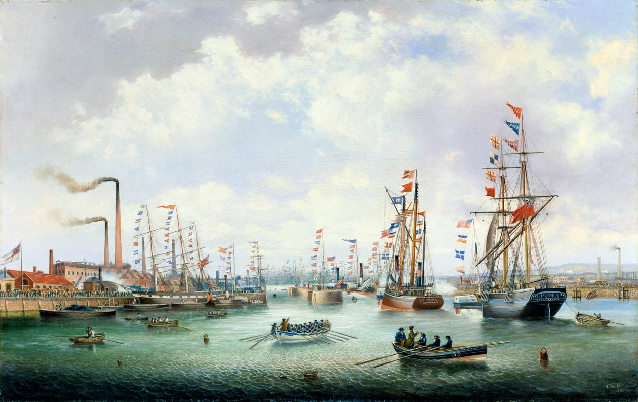 Die Eröffnung des Tyne-Docks, 1859 von John Scott