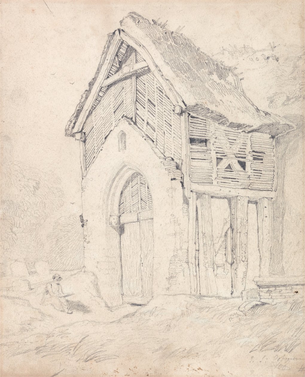 Vorhalle und Glockenturm der Kirche von Thurgarton, Norfolk von John Sell Cotman