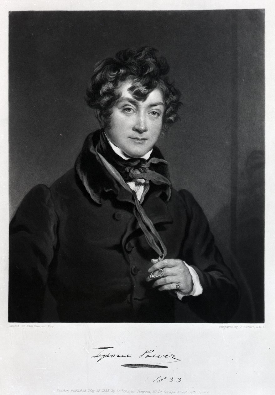 Tyrone Power, graviert von James Sands, ca. 1833 von John Simpson