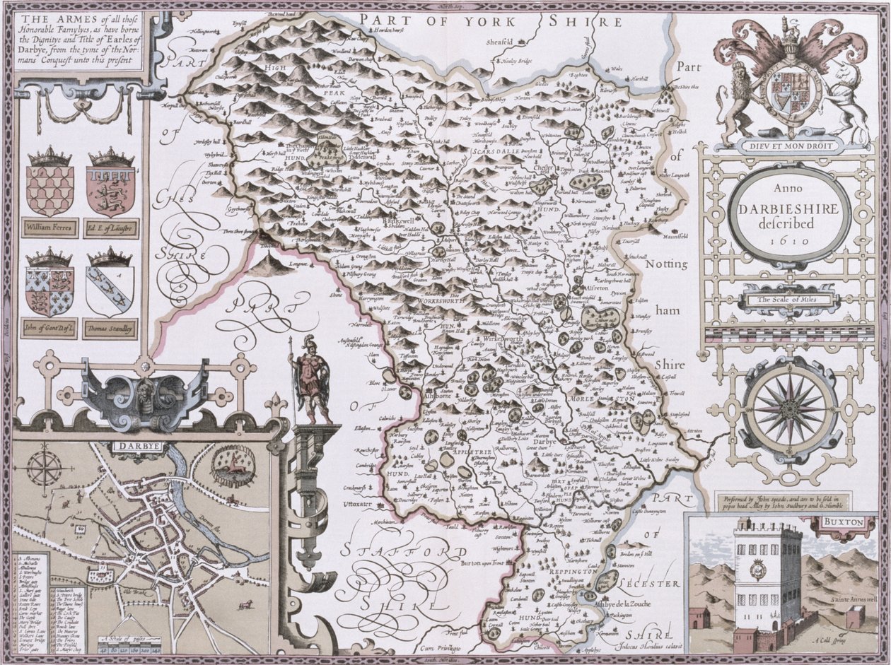 Darbieshire, graviert von Jodocus Hondius (1563-1612) aus John Speed