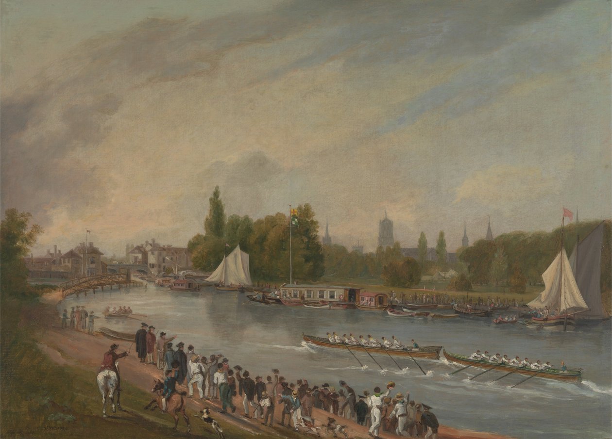 Ein Bootsrennen auf dem Fluss Isis, Oxford von John Whessell