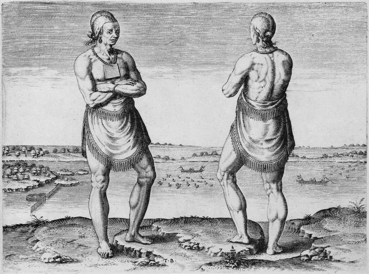 Indischer Ältester oder Häuptling, graviert von Theodor de Bry (1528-1598) von John White