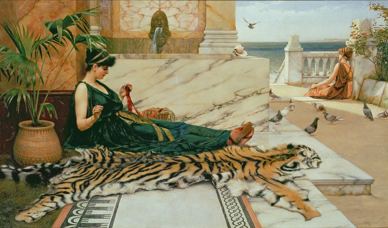 Der Tigerfell, ca. 1895 von John William Godward